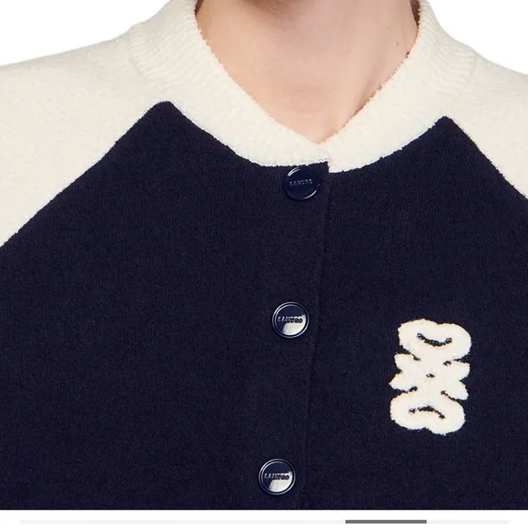 Sandro Navy and Cream Cardigan - Picture 3 of 7